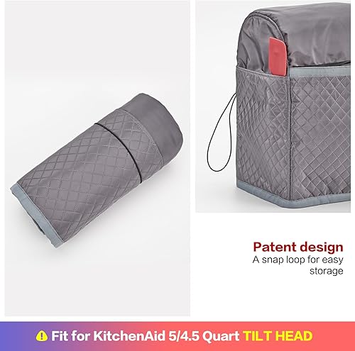 Miniatura 5 de HOMEST - Funda para batidora de pie compatible con KitchenAid Bowl Lift, cubierta antipolvo con bolsillo de cierre para accesorios