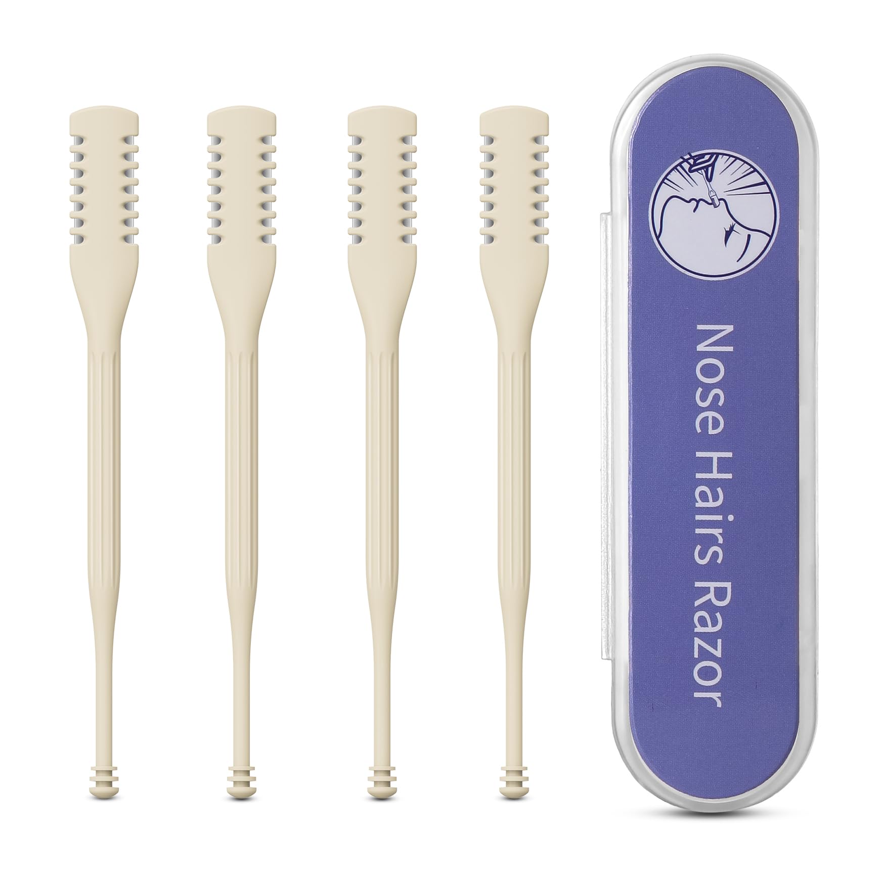 BEZOX Manual Nose Hair Trimmer Pack of 4 - Rotating Nasal Hair Razor Cutter with Ear Picker for
