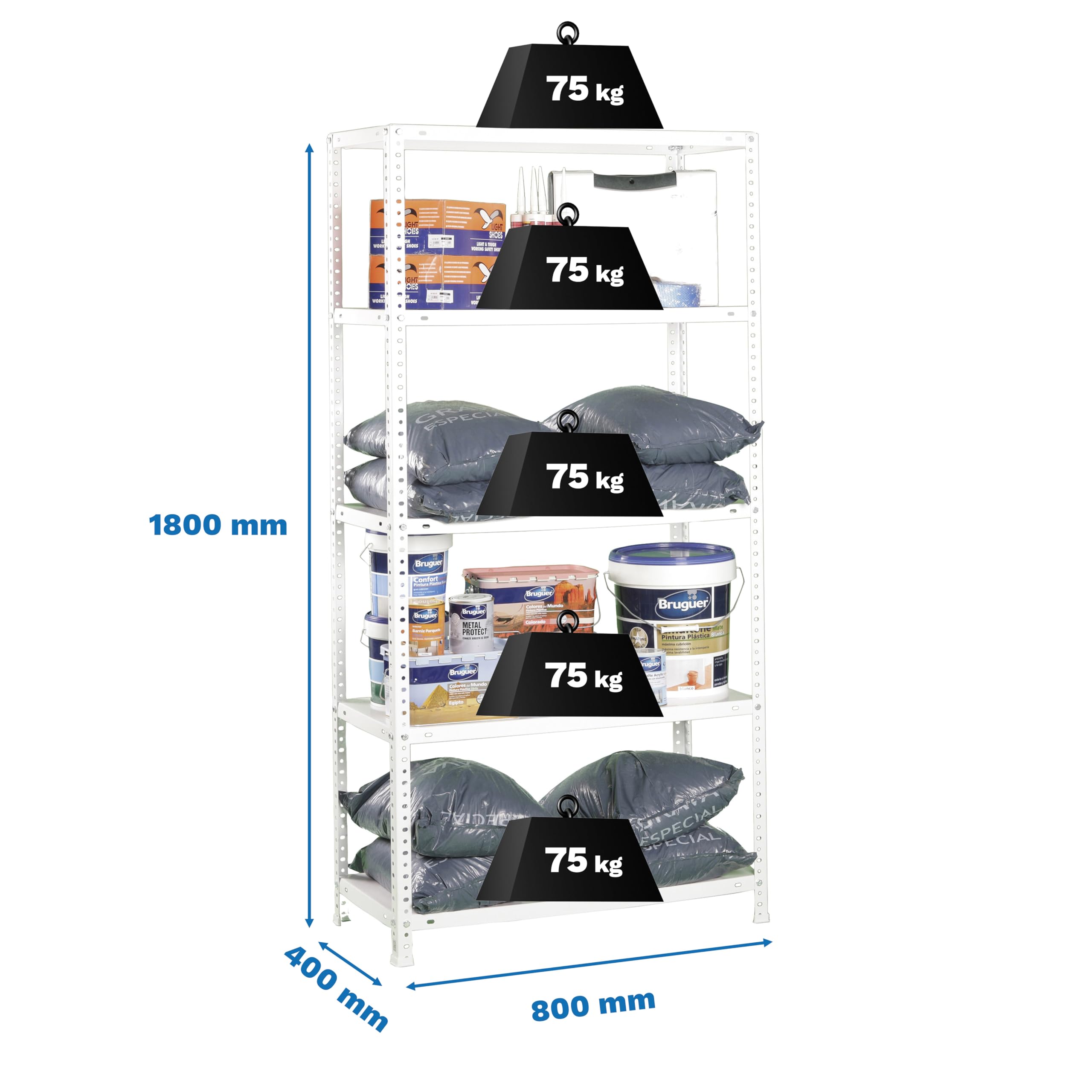Étagère Métallique SimonRack 3 Niveaux - 900x900x300mm - Port 75kg/Niveau - Galvanisée - Pour Garage
