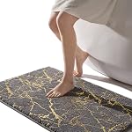 QJHOMO Marble Rug salle de bain noir et or Décor Rugs salle de bains non glissante tapis de bain Super absorbant en microfibre en peluche machine de bain lavable tapis de sol pour baignoire, douche, chambre (20x32 de pouce)