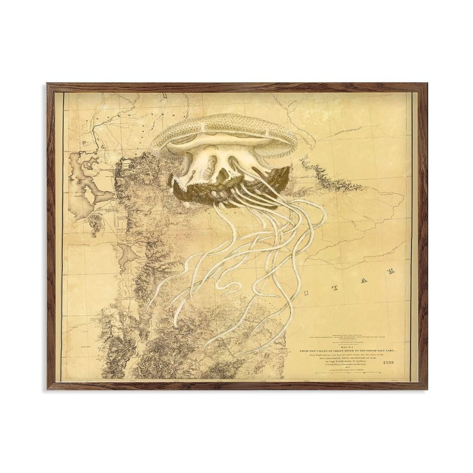 Panneau en bois brûlé de 40,6 x 50,8 cm avec décoration murale sous-marine