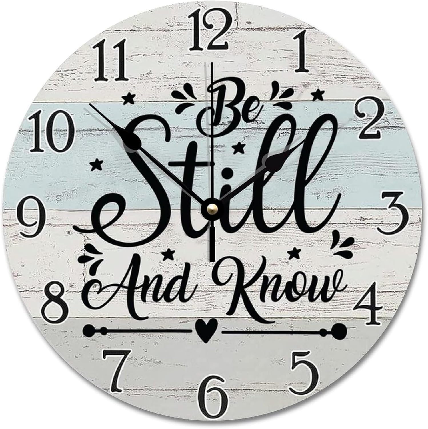 Scripture Large Wooden Wall Clocks Battery Operated 12 Inch Silent Be Still and Know Desk Clock Religious Faith Wall Art Farmhouse Home Decor for Living Room Kitchen Bedroom Office