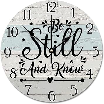 Be Still and Know Bible Verse Wall Clock - Religious Quote Art Wooden Clock Christian Inspirational Saying Personalized Rustic Thanksgiving for Her