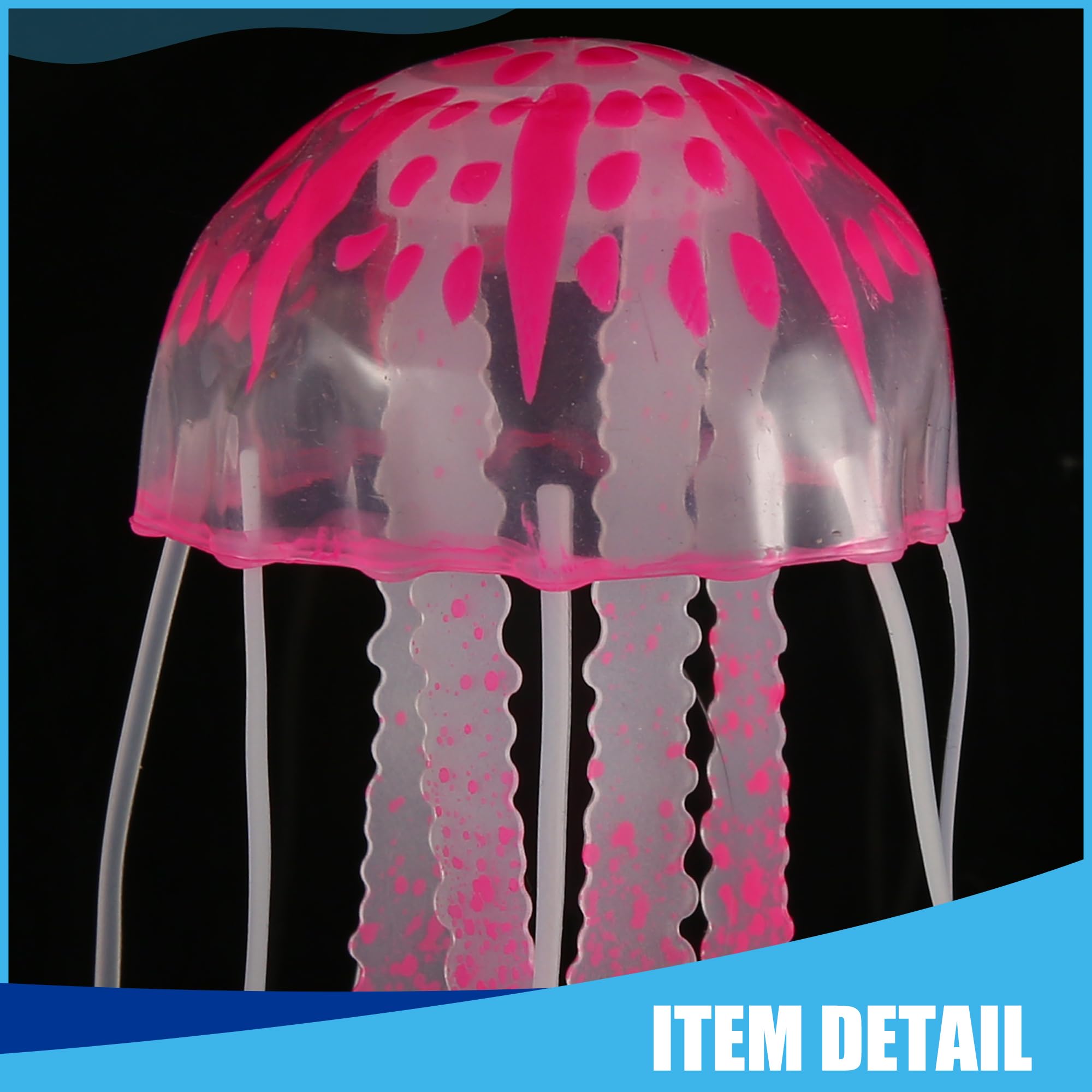 CAPASTEC Fish Tank Jellyfish Decoration, Silicone Fluorescent Jellyfish Glow Ornaments for Aquarium 2.3x5.9 Inch (Pink) - Image 4