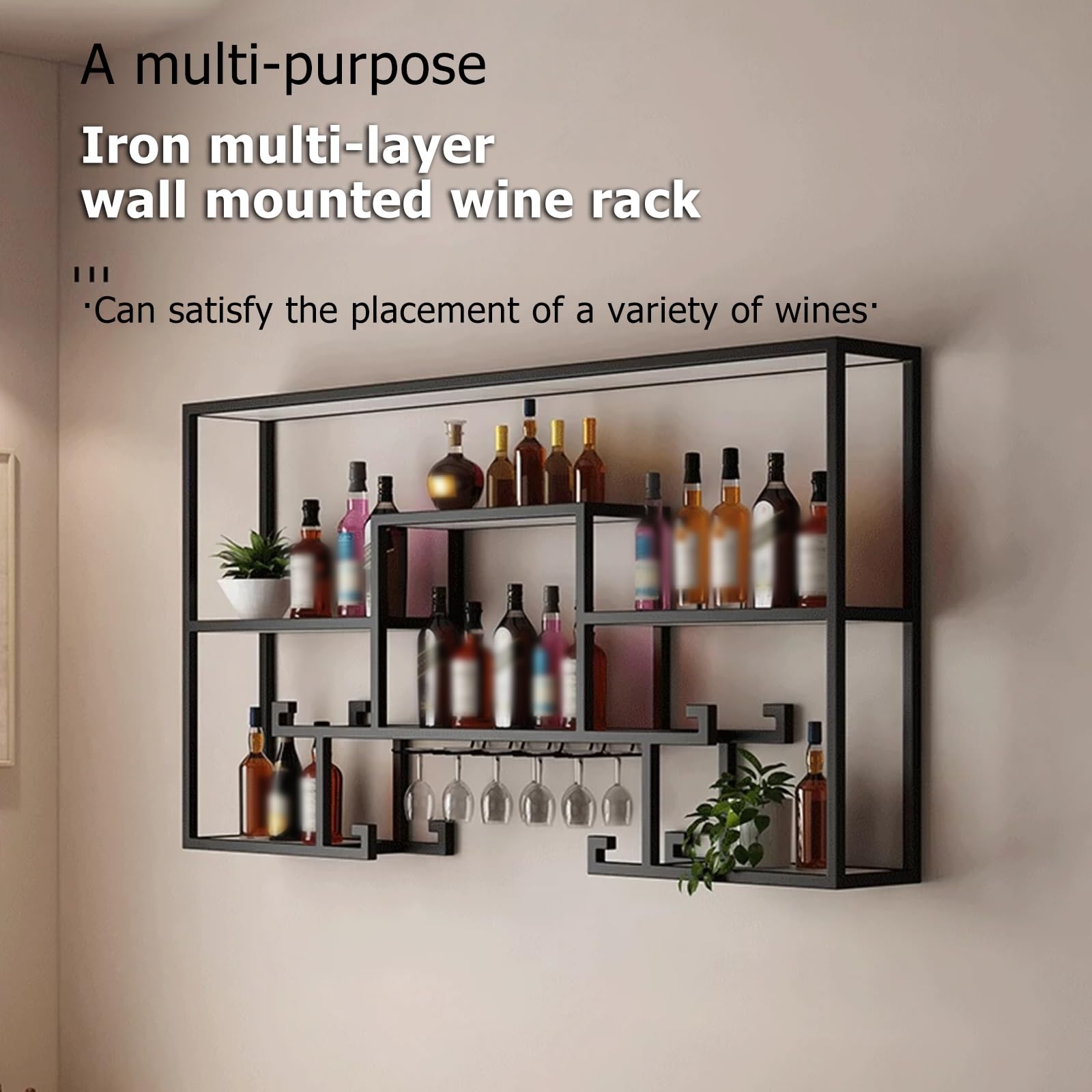 Portabottiglie Pieghevole per la casa, a LED, in Vetro, da Parete, riporre Bottiglie, Ferro, Cucina, Bar, Ristorante, Decorazione