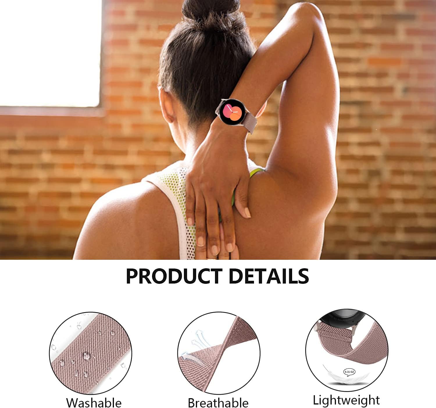 Elastic Bands for Galaxy Watch 7/6/4 Classic Bands 47mm 46mm 43mm 42mm/5 Pro Band 45mm,Samsung Galaxy Watch 7/FE/6/5/4 Strap 44mm 40mm/Active 2/3 41mm, 20mm Stretch Nylon Wristband - Image 3