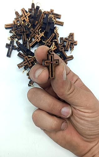 Miniatura 7 de Zuluf Small Laser Cut Wooden Charms Pendants from Jerusalem Holy Land – Christian Rosary & Jewelry Making Supplies – Mini Authentic Bethlehem Crafts