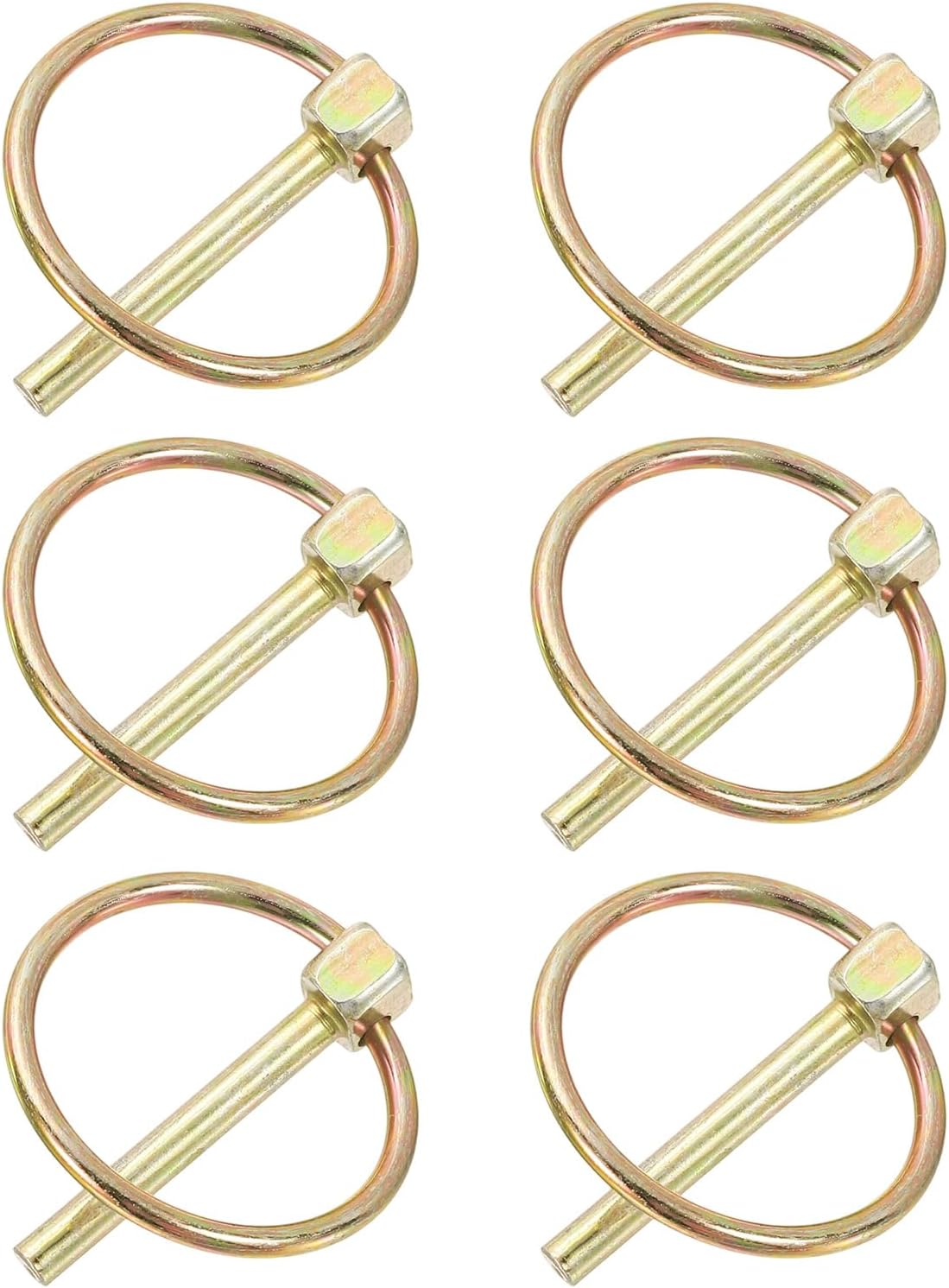 PATIKIL 5/32" x 1-3/16" Lynch Pin with Ring, 6 Pcs Heavy Duty Round Linch Pins Shaft Locking Pin Clips for Farm Tractors Trucks Lawn Mowers Trolleys Trailers