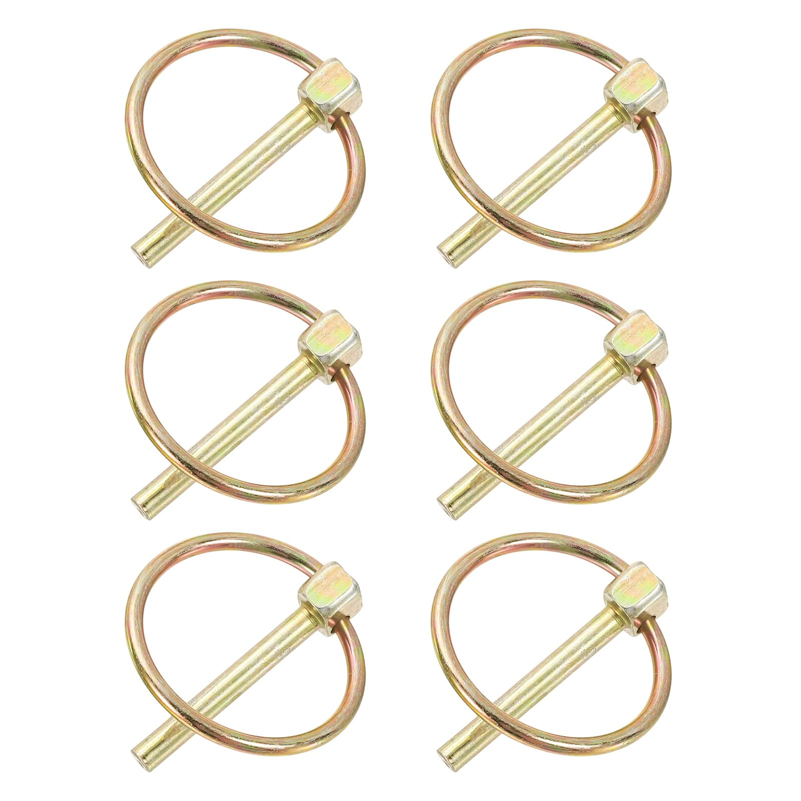 PATIKIL 5/32" x 1-3/16" Lynch Pin with Ring, 6 Pcs Heavy Duty Round Linch Pins Shaft Locking Pin Clips for Farm Tractors Trucks Lawn Mowers Trolleys Trailers