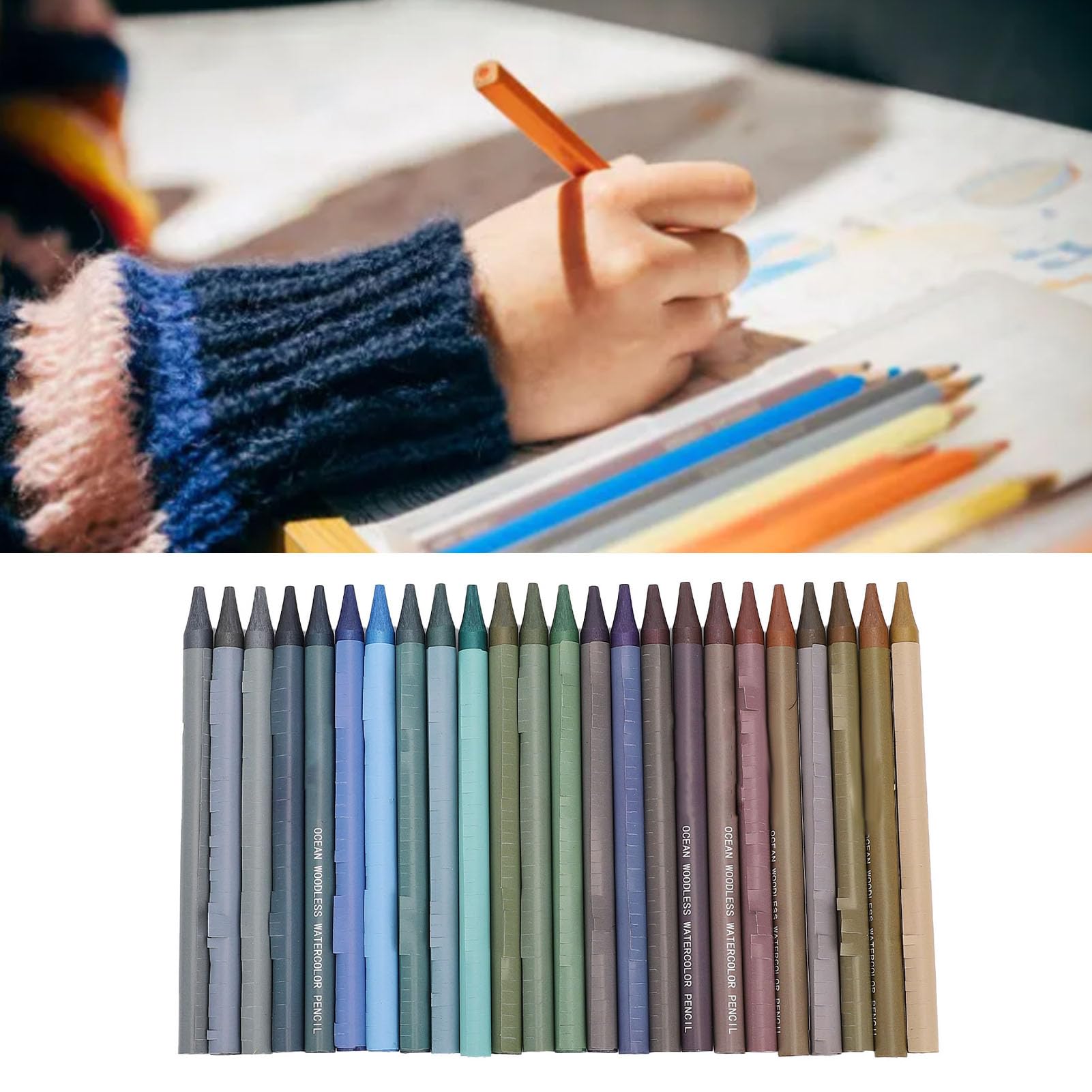 Ensemble de crayons de couleur sans bois, 24 crayons de couleur multifonctions portables, pigments à base d'huile, en vrac, pour le dessin