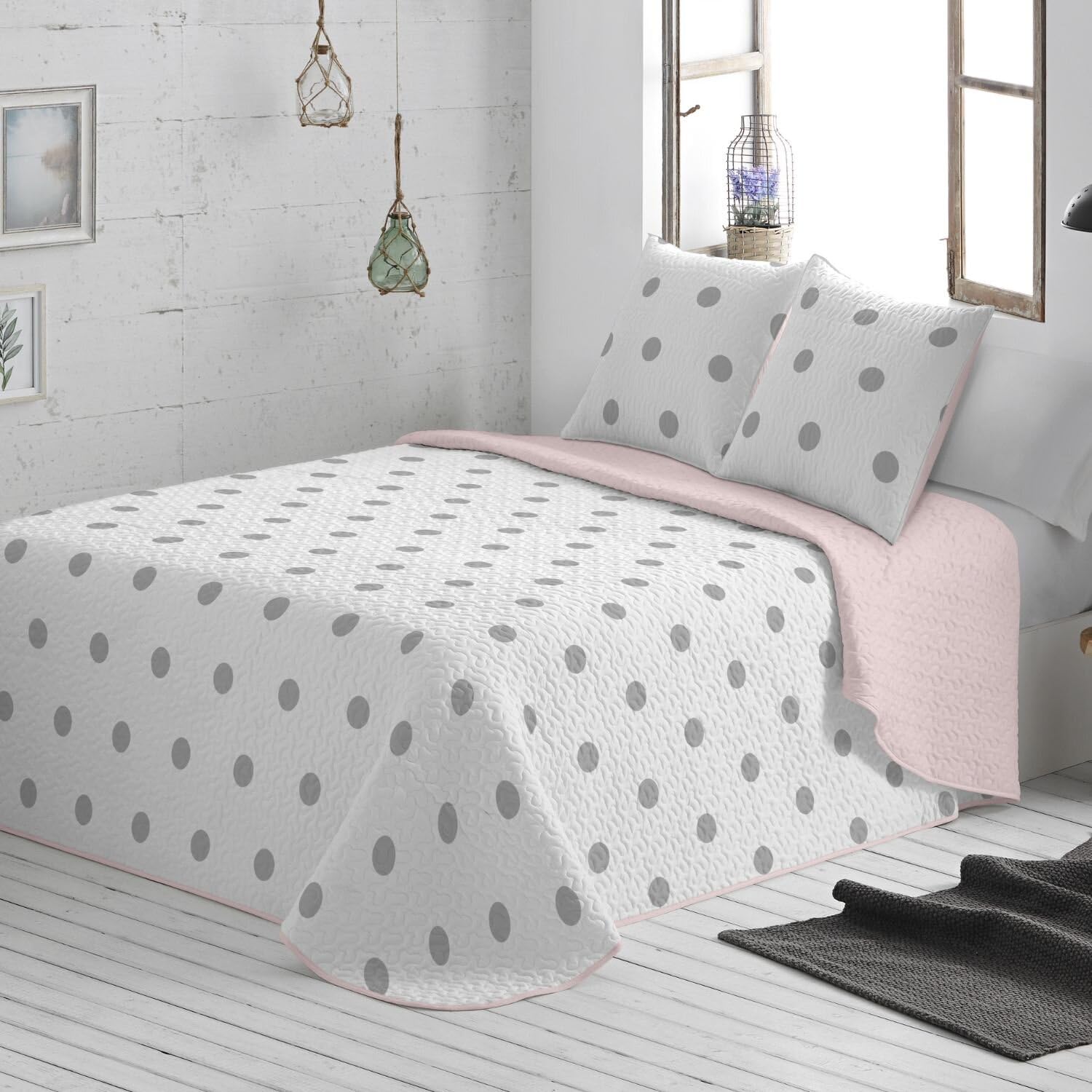Burrito Blanco | Colcha boutí 129, Rosa | para Cama de 90 cm (+ Medidas Disponibles) | Colchas Juveniles 90 | Cama indivual 90