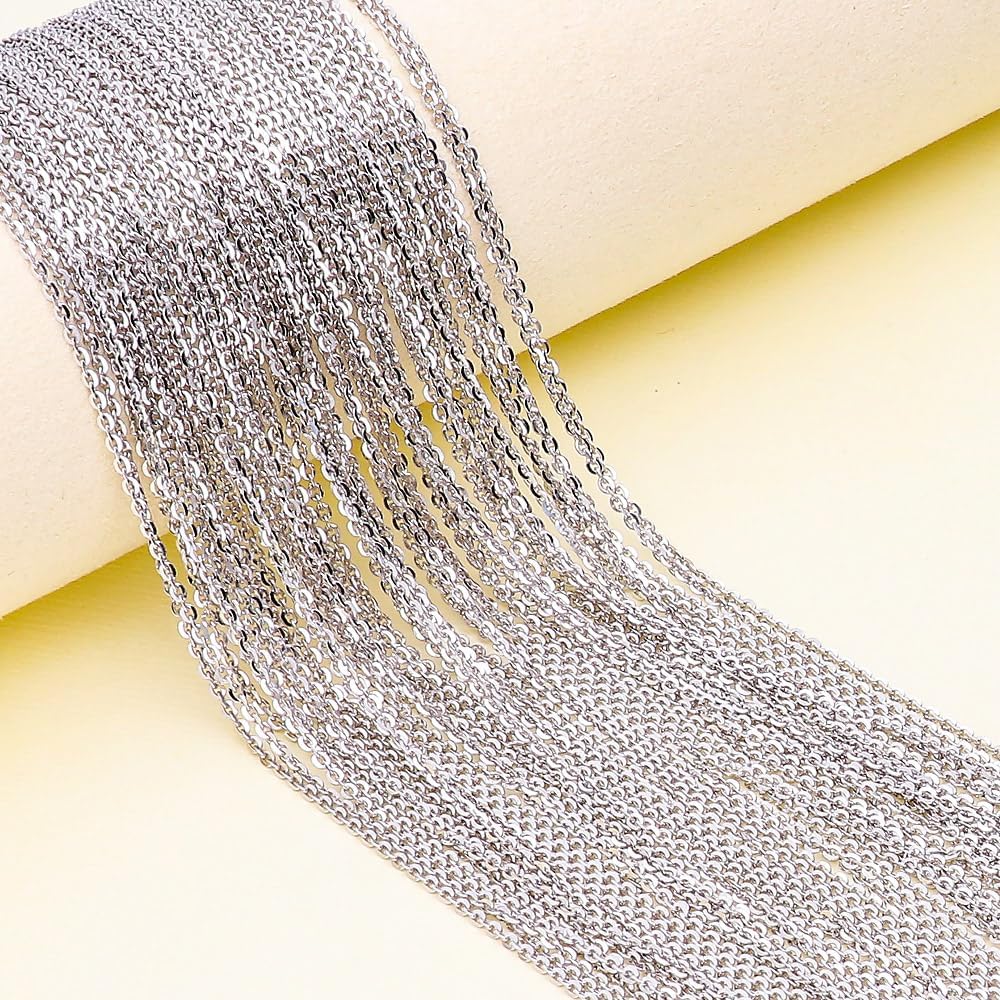 BERRICLE Italian Sterling Silver Fashion Rolo Chain Necklace for Women, Rhodium Plated - Image 8