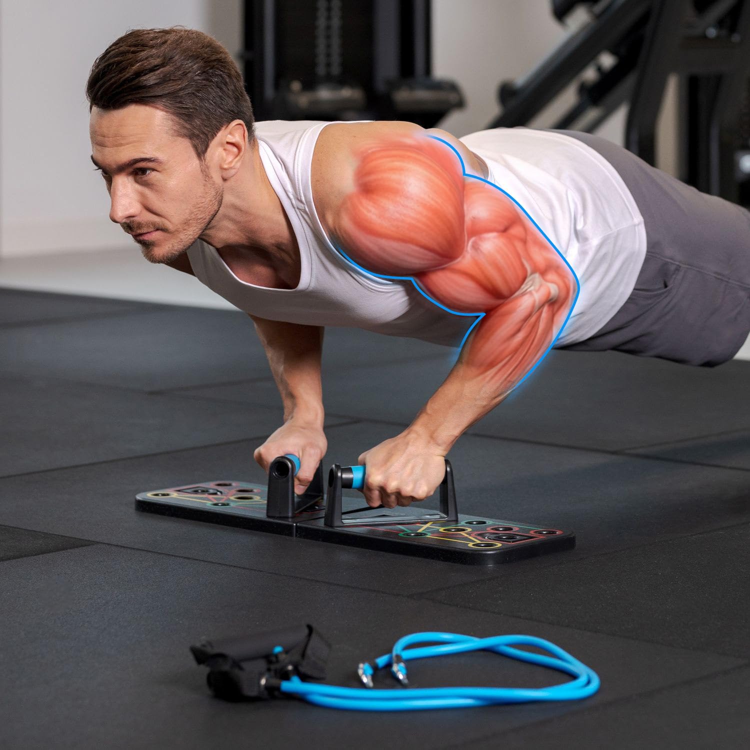 Gymtek Planche de pompes pliable - Planche de pompes avec poignées de pompes pour un entraînement complet du corps et des pompes efficaces - Planche de pompes multifonctionnelle - Équipement de