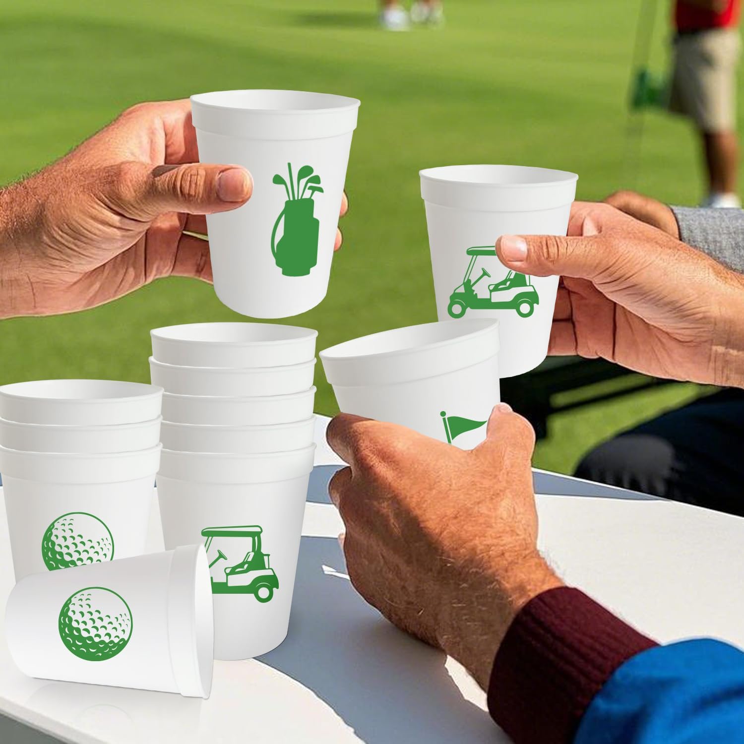 12Pcs Golf Cups, Sport Golf Themed Party Decorations, Let's Par-Tee Birthday Party Decor Sign, 16oz Cups for Golf Birthday Decor Supplies White & Green - Image 4