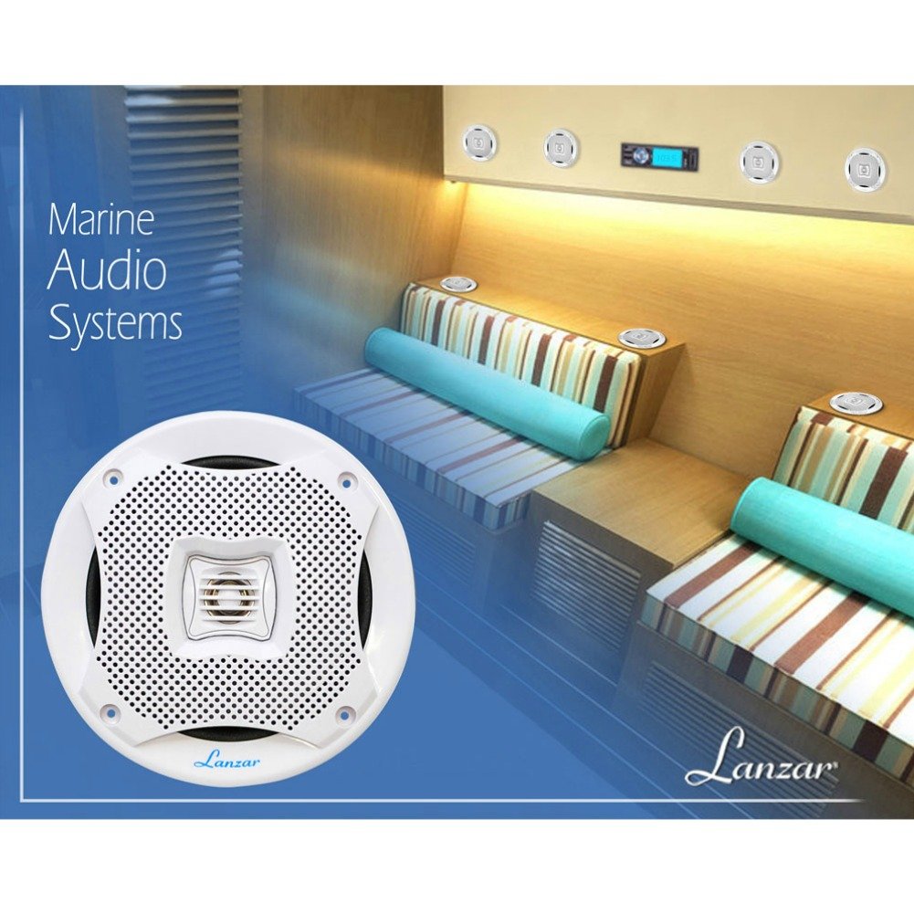 LANZAR 2 AQ6CXW diffusori a 2 vie bianchi 200 watt rms 400 watt max 19,5 cm 6,5" camper mare piscina barca ristorante hotel impermeabili, a coppia