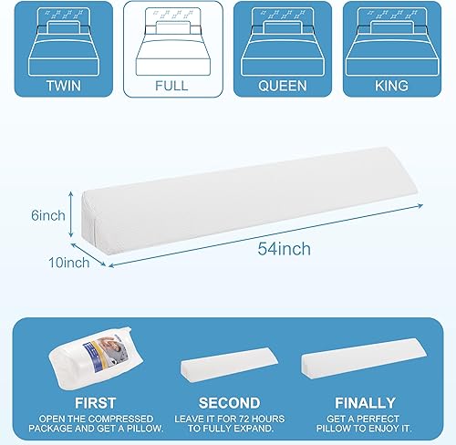 Miniatura 10 de HABUTWAY Almohada de cuña de cama tamaño Queen para cabecero, relleno de espacio de cama (0-8 pulgadas), almohada de espuma viscoelástica para