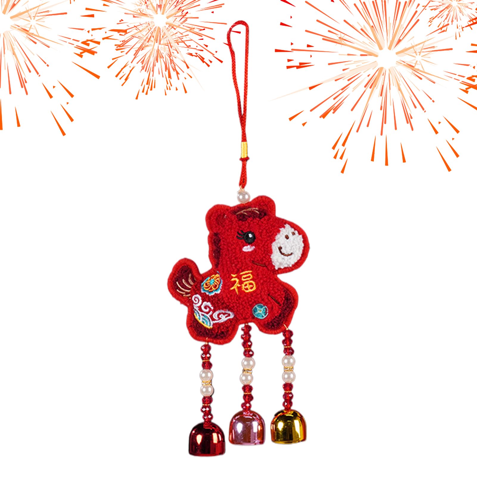 Year of the Horse 2026 Sbringer, Year of the Horse Decoration, Happy Cartoon Figures, Red Fire Horse Cartoon Spring Festival Decoration for Home, Window, Door, Table, Wall and Party