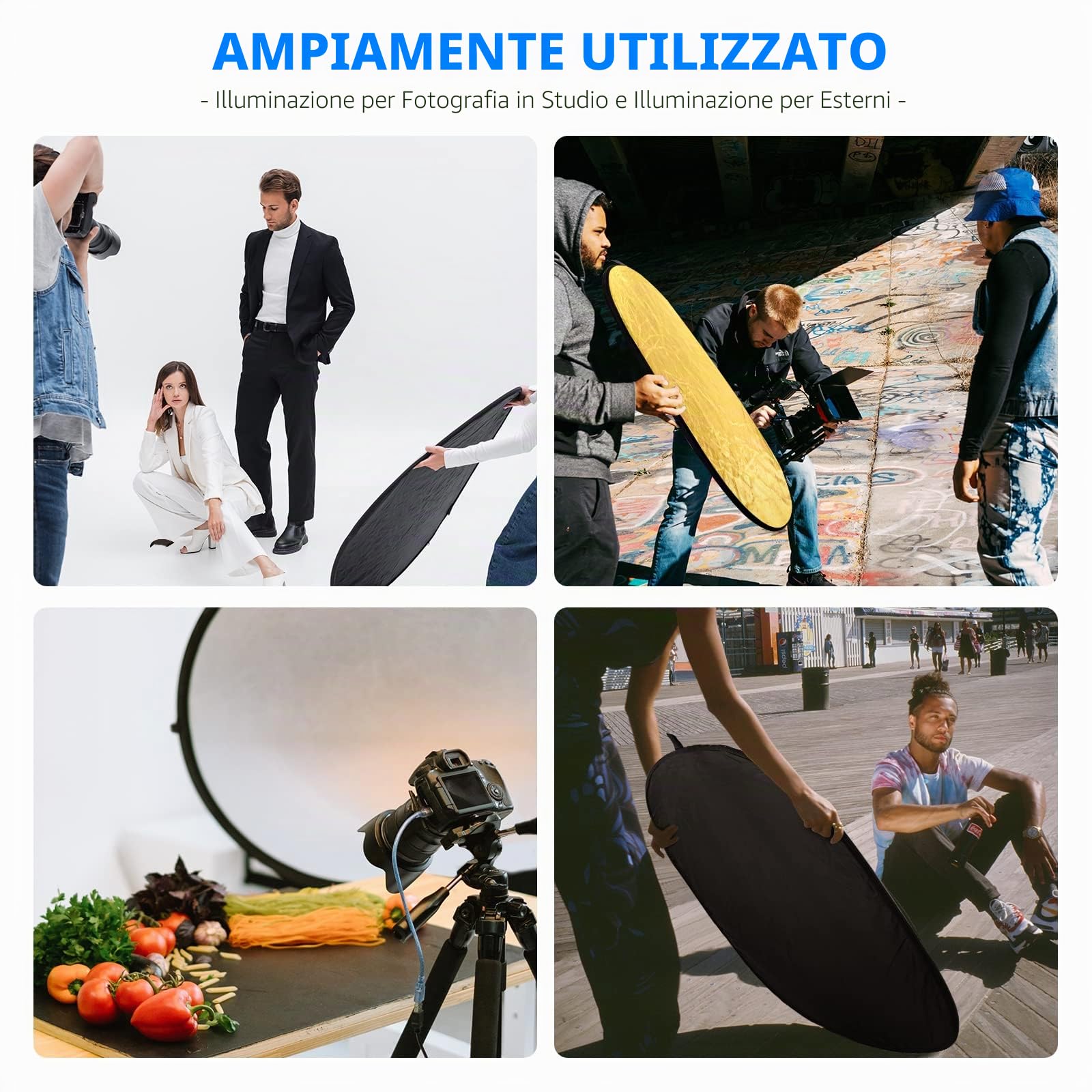 NEEWER Rifletto di Luce per Fotografia 24"x36"/60x90 cm, Multi Disco Pieghevole Portatile 5 in 1 da Borsa - Diffusore Traslucido, Argento, Oro, Nero, Bianco per Illuminazione da Studio ed Esterni