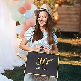 momoake 50th Birthday Gift Bag with Card and Tissue Paper for Men Women Him, 1975 50 Year Old 13 Elegant Black Gold Anniversary Keepsake Party Present Shopping Paper Bags for Gifts Wrapping