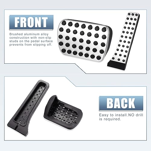 Miniatura 6 de X AUTOHAUX 2 almohadillas de pedal de gas y freno antideslizantes para Mercedes-Benz C E S GLC GLE GLK SLK CLS SL Class acero inoxidable pedales