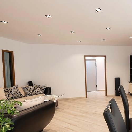 Miniatura 5 de Maxxima Foco empotrable LED cuadrado ultrafino de 6 pulgadas, 1000 lúmenes, borde negro, color seleccionable 2700 K3000 K3500 K4000 K5000 K,