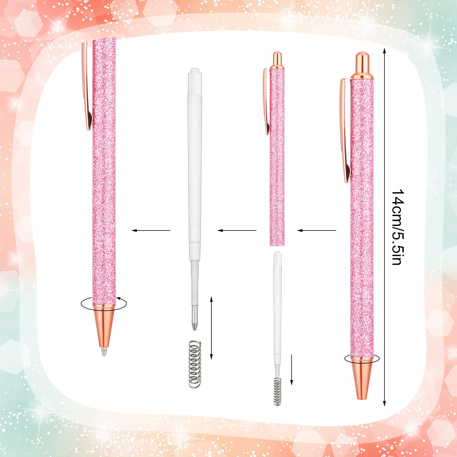 Condition photo showing Good Condition for Leinuosen 20 Pcs Ballpoint Pens Metal Retractable Pens Cute Pretty Pens Black Ink Comfortable Writing Pens Gift Pens with Medium Point for Office Supplies (Silver)