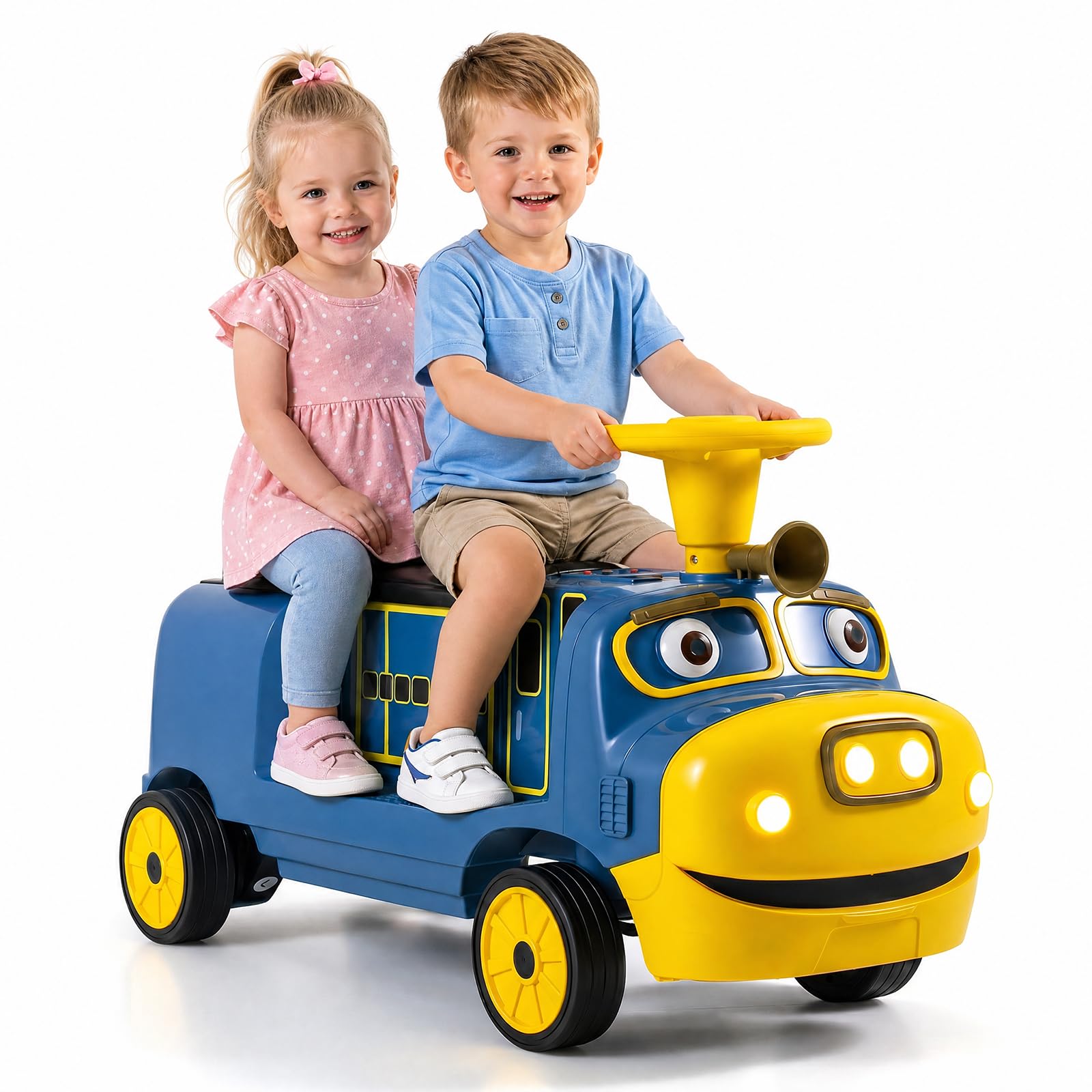Maxmass 12V Kids Ride on Train, 2-Seater Children Electric Car (Blue)
