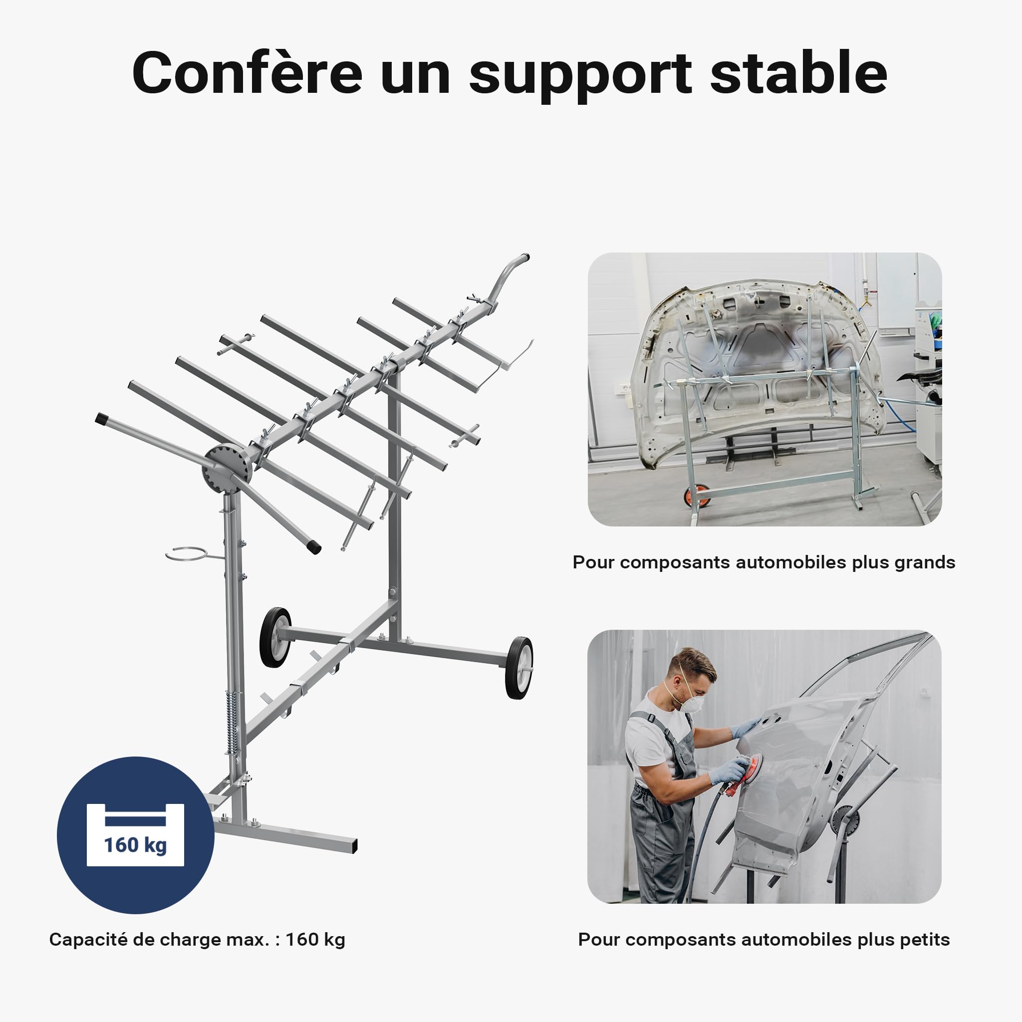Support De Peinture Rotatif 360° - Table Tournante Pour Pièces Auto - Acier Inoxydable - Nisorpa