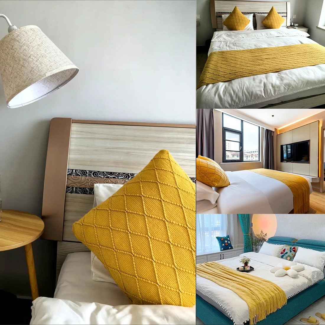 Moderno camino de cama suave de punto de color sólido, protección que no se decolora, para el hogar, hotel, dormitorio, sala de boda, bufanda suave para la cama