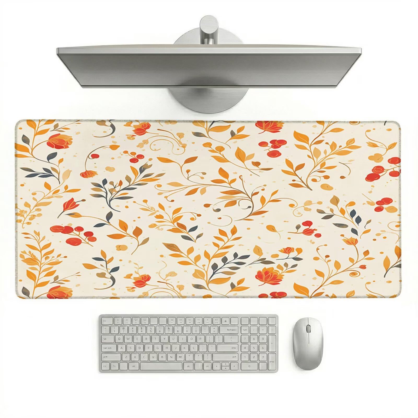 Sottomano Scrivania Grande 1200 x 600 x 3 mm Rurale Tappetino Tastiera Computer con Base Antiscivolo e Bordi Cuciti, Protezione Impermeabile, per Lavoro, Casa e PC Gamer, Regali Uomini (Fiore) L-x7608