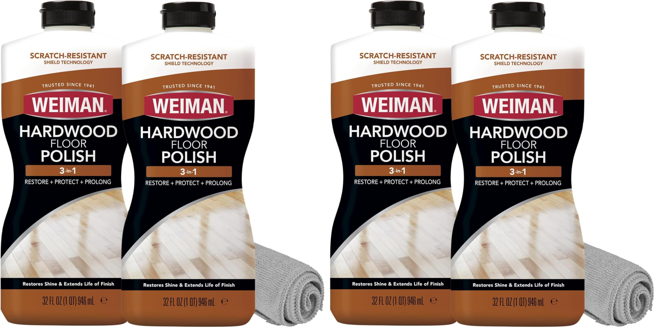 Wood Floor Polish and Restorer 32 Oz 3PC Bundle - High-Traffic Hardwood Floor by Weiman – 32 Fl Oz (Pack of 6), Pack of 6, Model 696ZBP