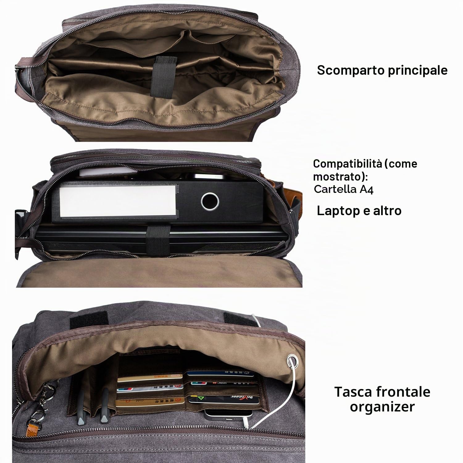 Estarer Borsa per pc 17-17.3 Pollici Borsa a tracolla da Lavoro Università in Tela Impermeabile