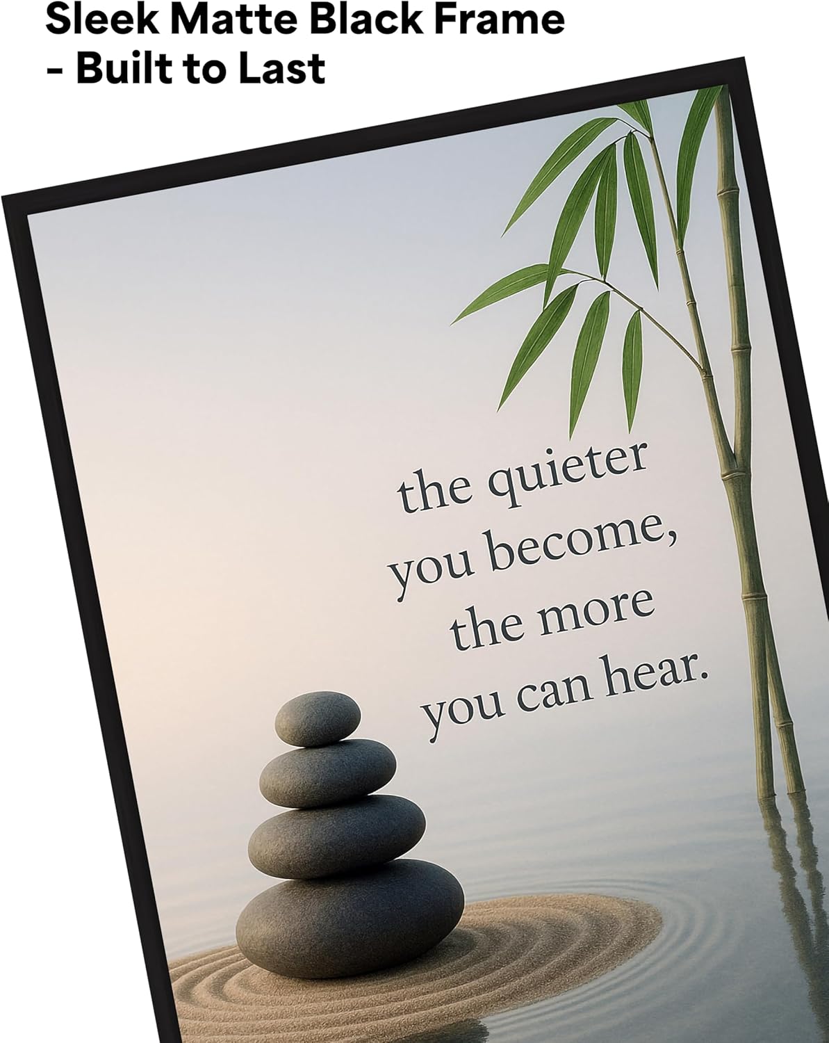 Zen Wall Art Print with Inspirational Quote - 11x17 Inch, Black Framed - Motivational Poster for Meditation Room, Yoga Studio, or Office Decor - Promotes Calm & Mindfulness
