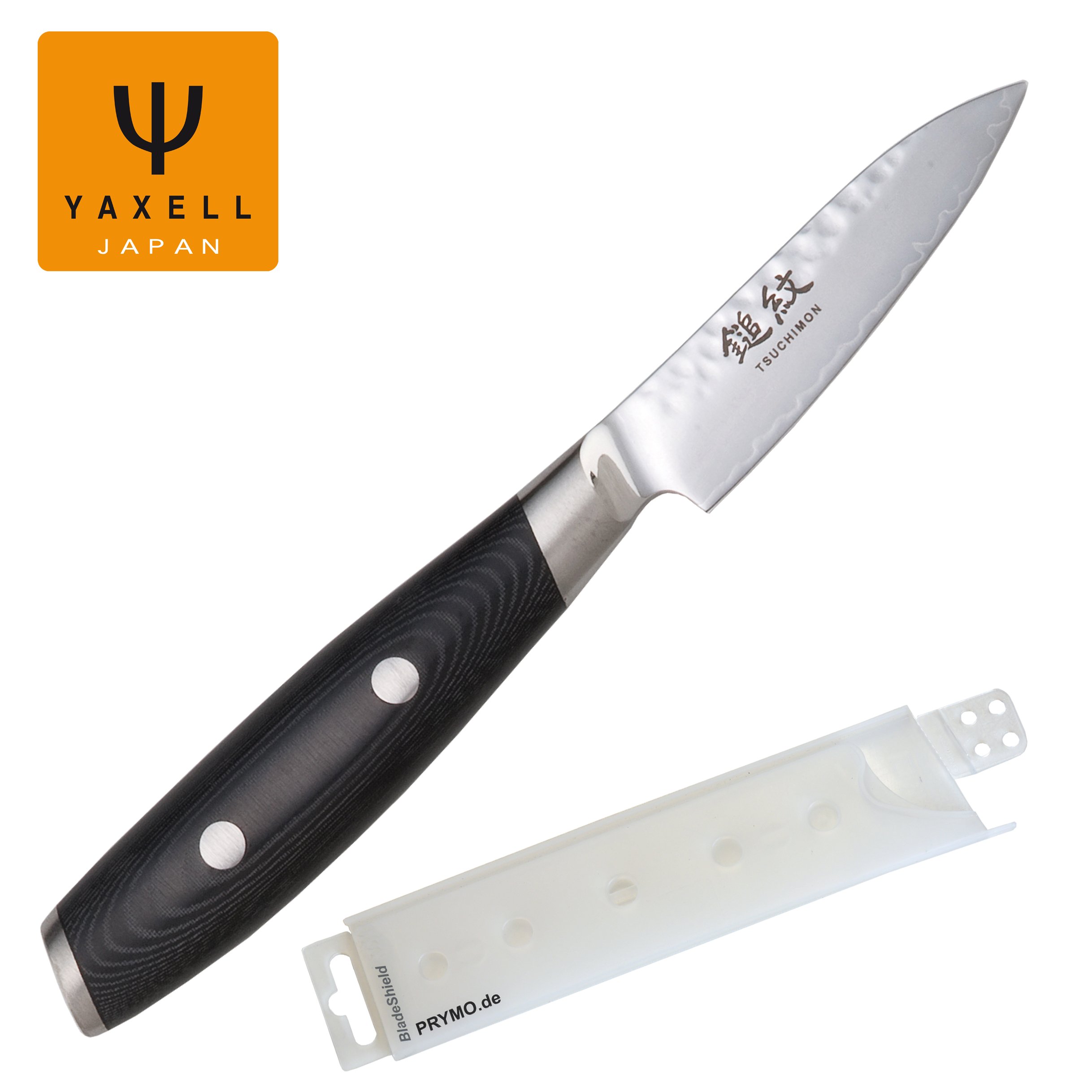 Yaxell Tsuchimon - Cuchillo para pelar (8 cm, forjado, incluye funda protectora de la hoja Prymo.de)