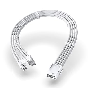 EZDIY-FAB EPS 8-Pin Female to CPU 8-Pin 4+4 ATX 4 Pin Male Power Supply Adapter Extension Cable for Motherboard 11.8 inch 30 cm-All White
