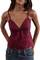 Raruxxin Women's Y2K Babydoll Cami Top - Sexy Lace Ruffle V-Neck Spaghetti Strap Peplum Tank for Coquette Streetwear