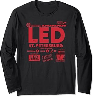 Vintage St. Petersburg LED Airport Code Travel Day Retro Tag Long Sleeve T-Shirt
