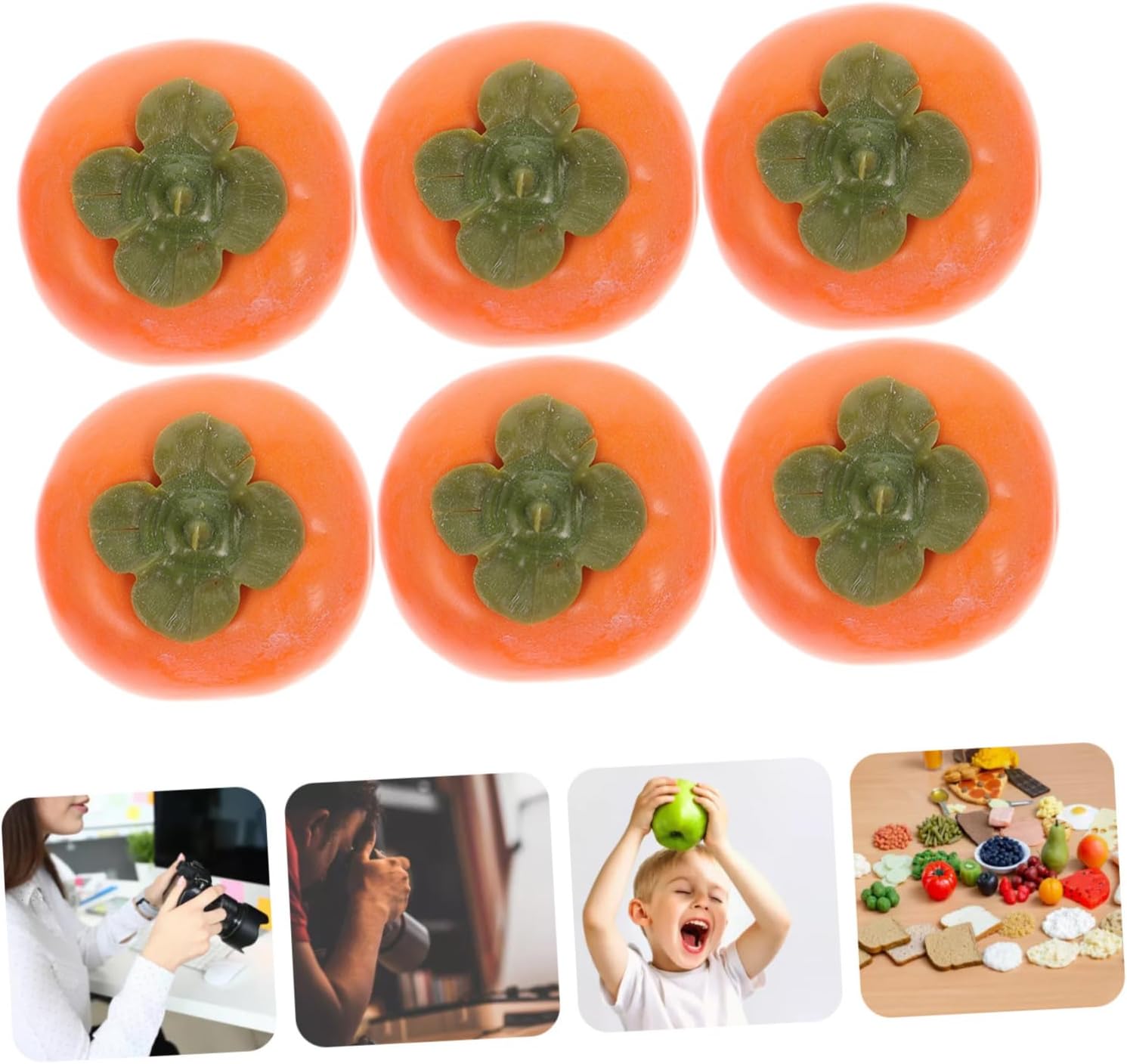 3sets Lifelike Persimmon Props Artificial Fruit Decorations for Home Decor Restaurant Displays Photography Props for Fruit Plates and Centerpieces 6pcs*3