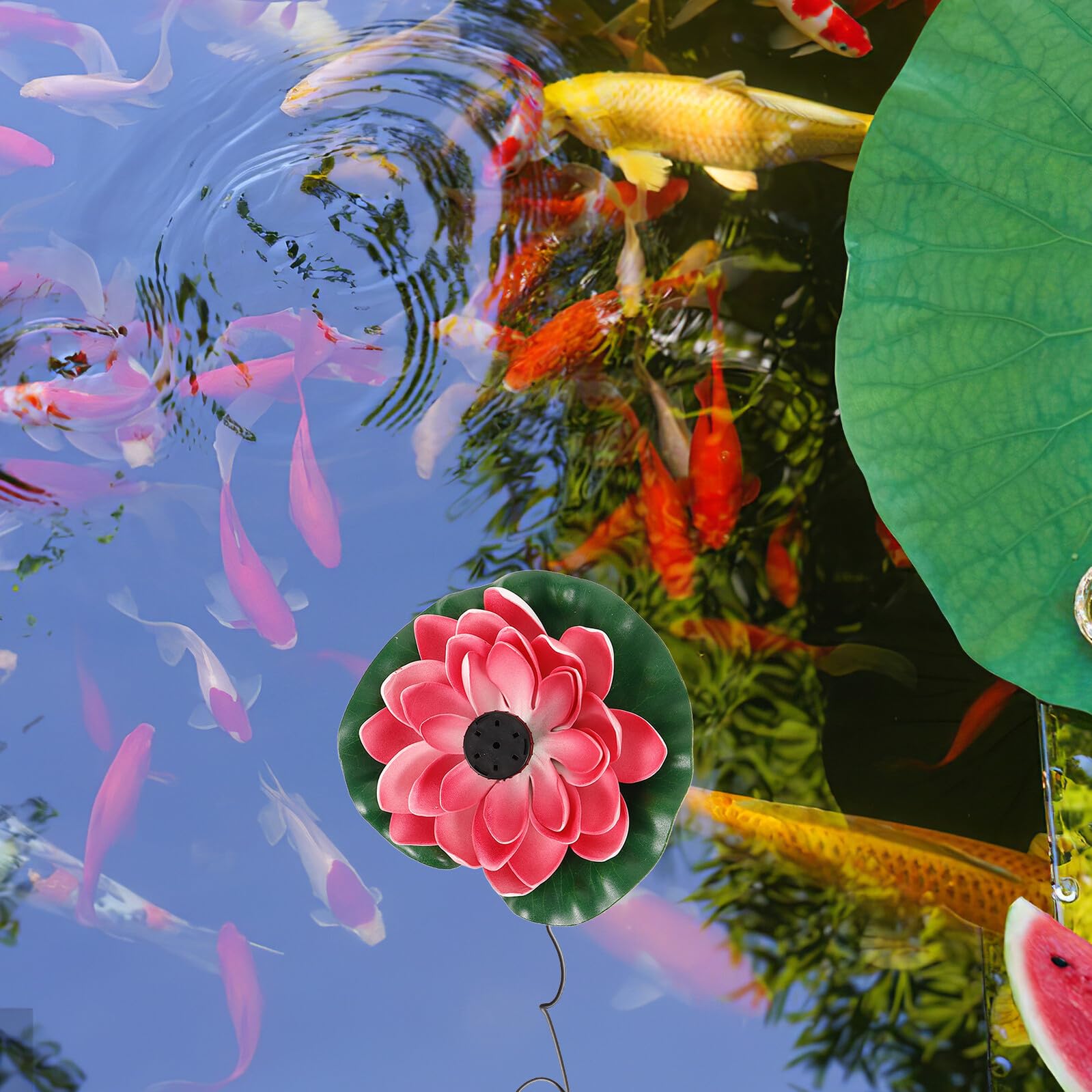 VALICLUD Solarbetriebener Lotus Solarbrunnen Gartendekoration Schwimmender Teichbrunnen für Garten Terrasse und Wasserbecken Wetterfest Leicht zu Reinigen Automatische Pumpe ohne Batterie