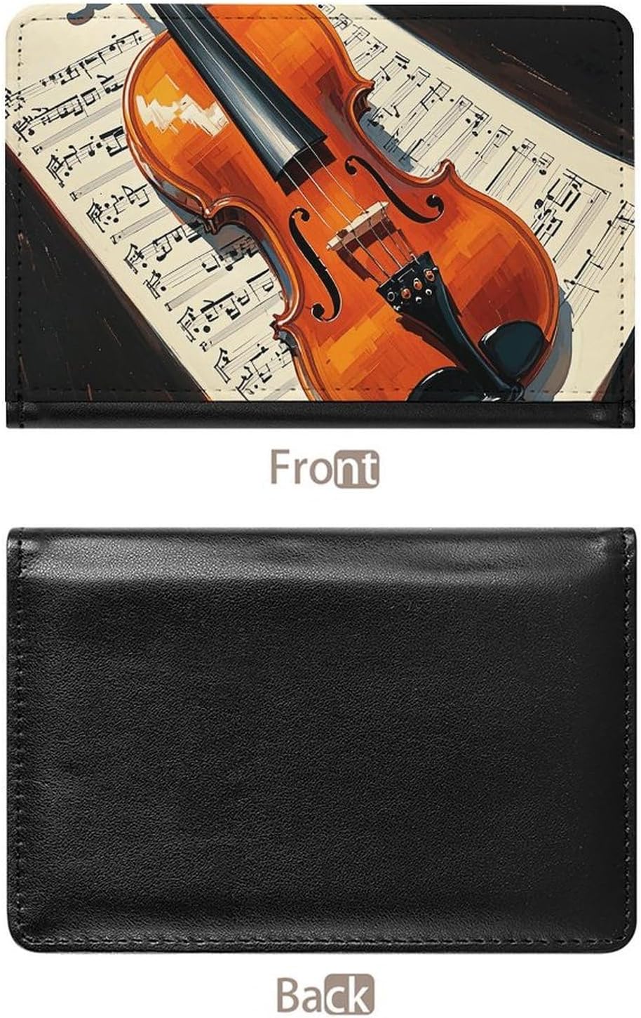 Violin Sheet Music Passport Holder Slim Travel Wallet RFID Blocking Card Case Cover Passport Cover Protector Essentials with Credit Card Slots for Women/Men image 3