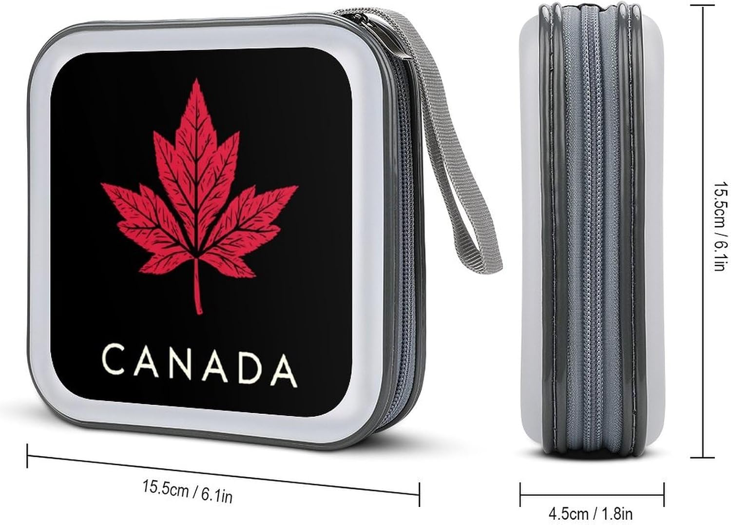 Canada Maple Canadian Flag Funny CD Cases Holder DVD Disc Portable Storage Binder Bag 40-Capacity