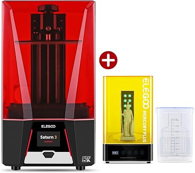 ELEGOO Saturn 3 12K MSLA 3D Printer and ELEGOO Mercury Plus 2.0 Large Wash and Cure Machine