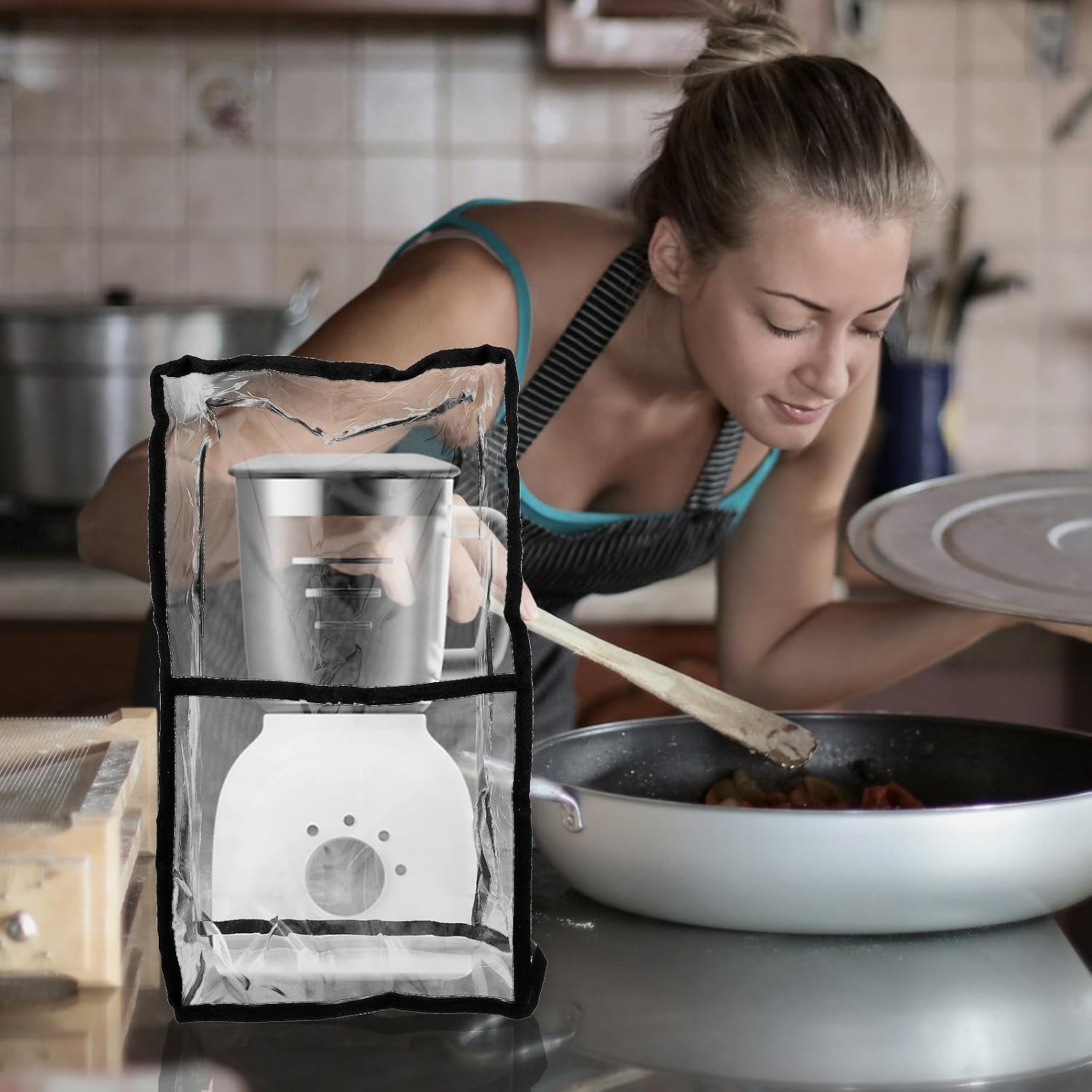 BESTYASH Protective Kitchen Appliance Cover with Chic Design for Mixer and Blender, Anti-scratch Pvc Dust Cover Sturdy Household Stand Mixer Organizer Dust Protector for Home Use
