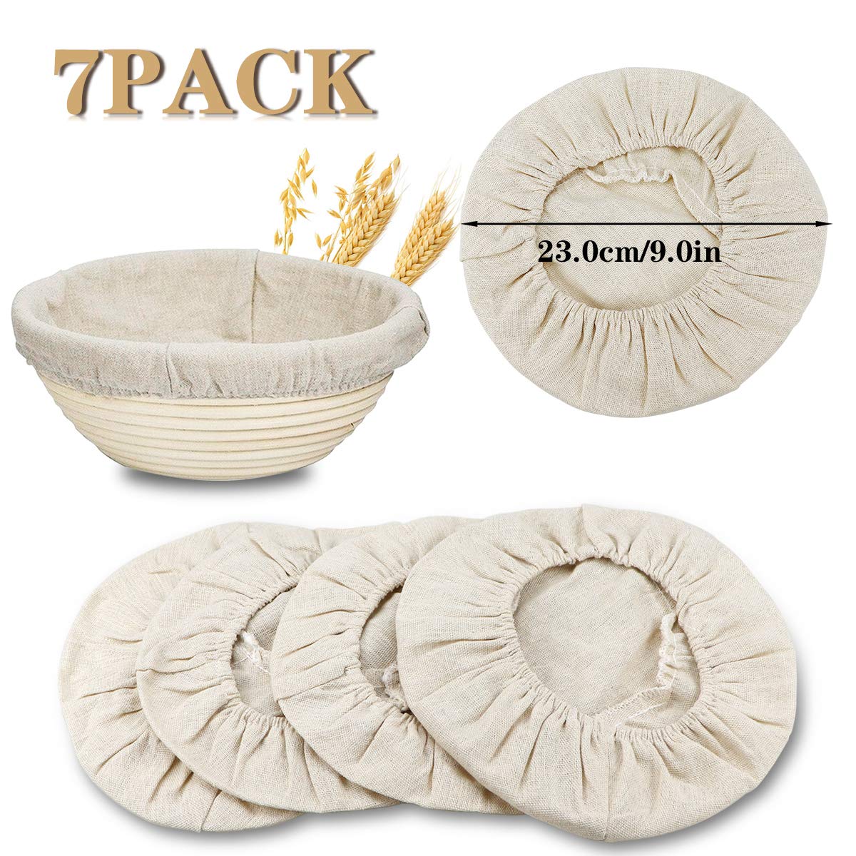 2PCS 9 Inch Bread Proofing Basket Liners - Reusable Cotton Linen Liner For Sourdough, Baking, Dough Proofing, Easy Release