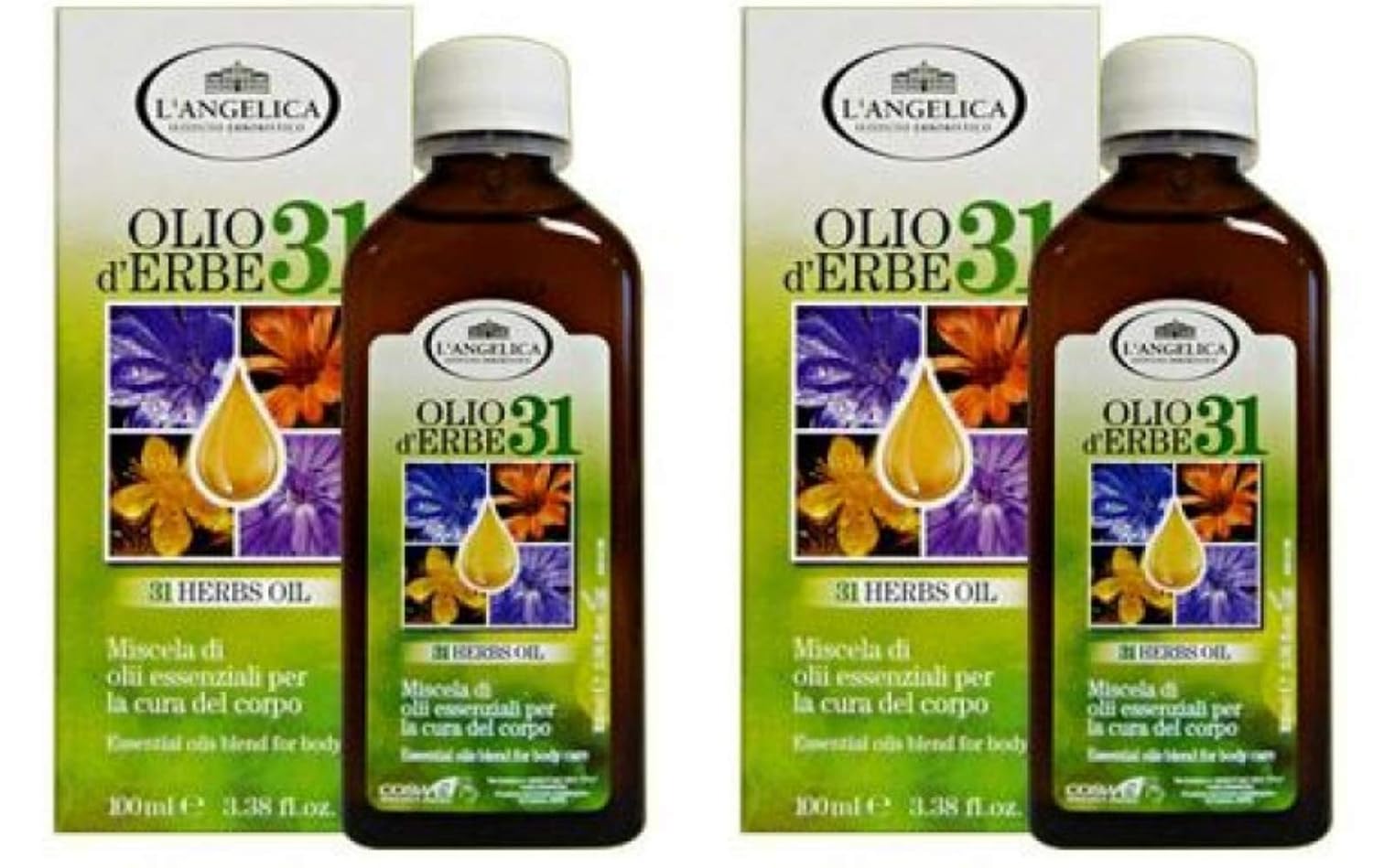 L'Angelica Olio d'Erbe 31, 100 ml 3.38fl.oz, Pack of 2