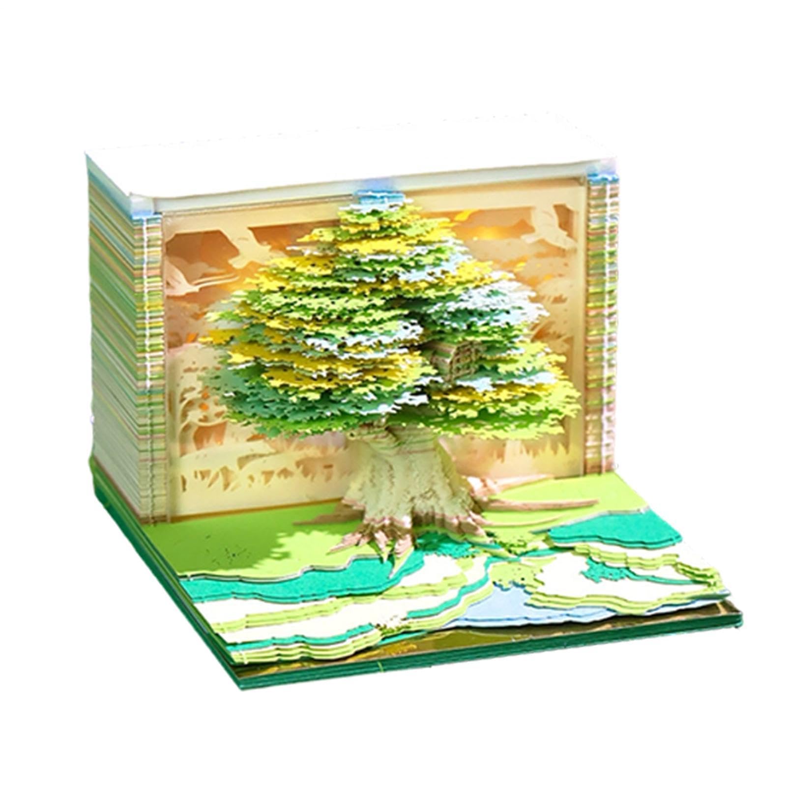 Calendario 3D a strappo 2027 Blocco Note A Forma Di Albero Con Luce LED | Calendario da scrivania con fogli staccabili per liberi professionisti studenti comodino feste ufficio camera studio