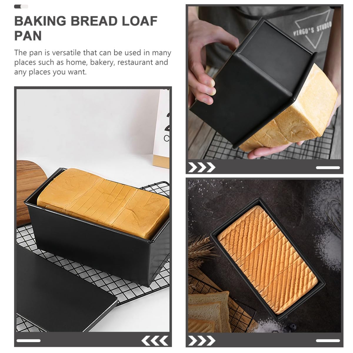 Brotbackform Nahtloses Design 2 Stück mit Deckel aus Kohlenstoffstahl und Vielseitig Verwendbare Küchen Toastform Hitzebeständig und Antihaftbeschichtet Schwarz