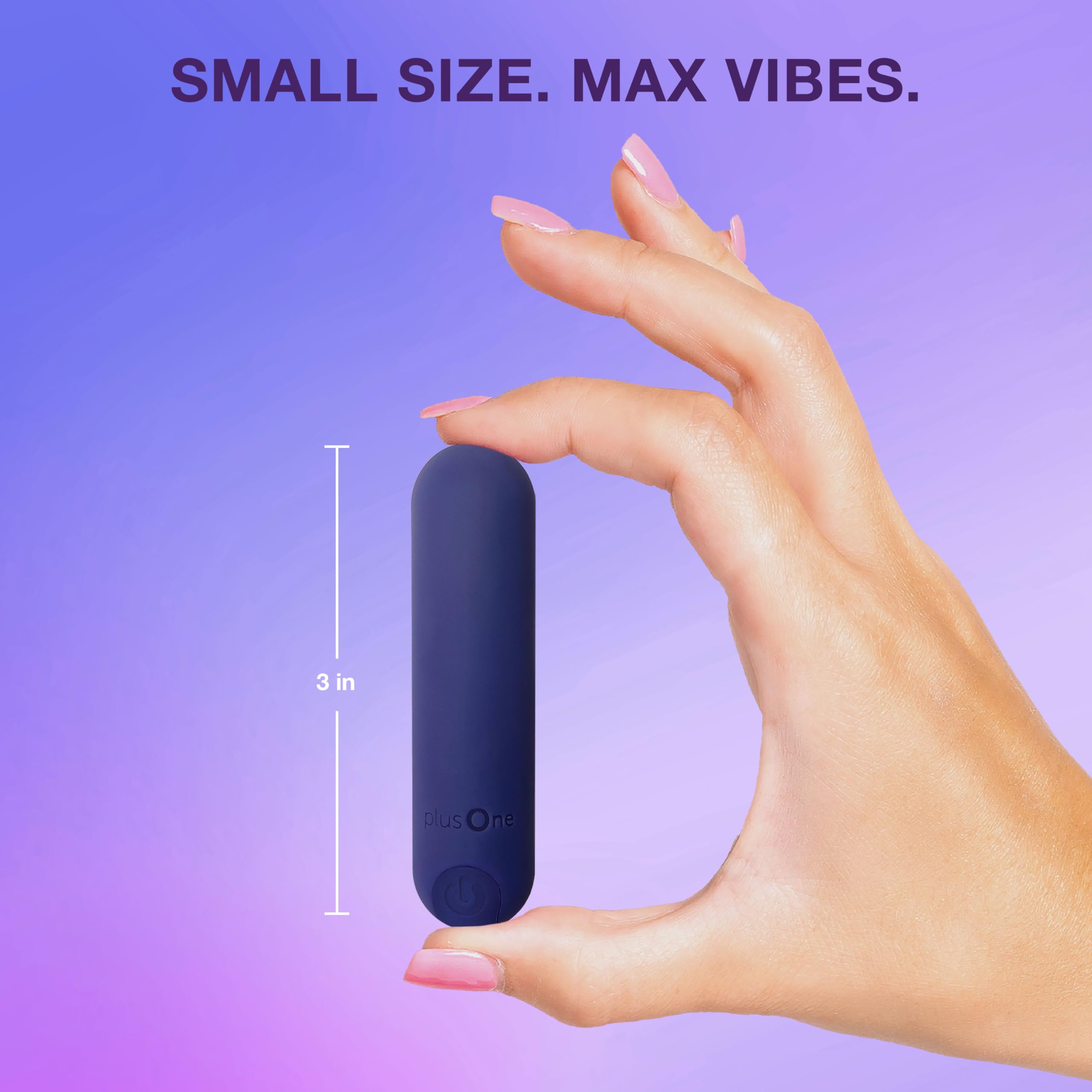 plusOne Bullet Vibrante Viola per Stimolazione Esterna, Giocattolo Sessuale Stimolante da 3 Pollici per Donne, Impermeabile, Silenzioso e Discreto con 10 Modalità di Vibrazione