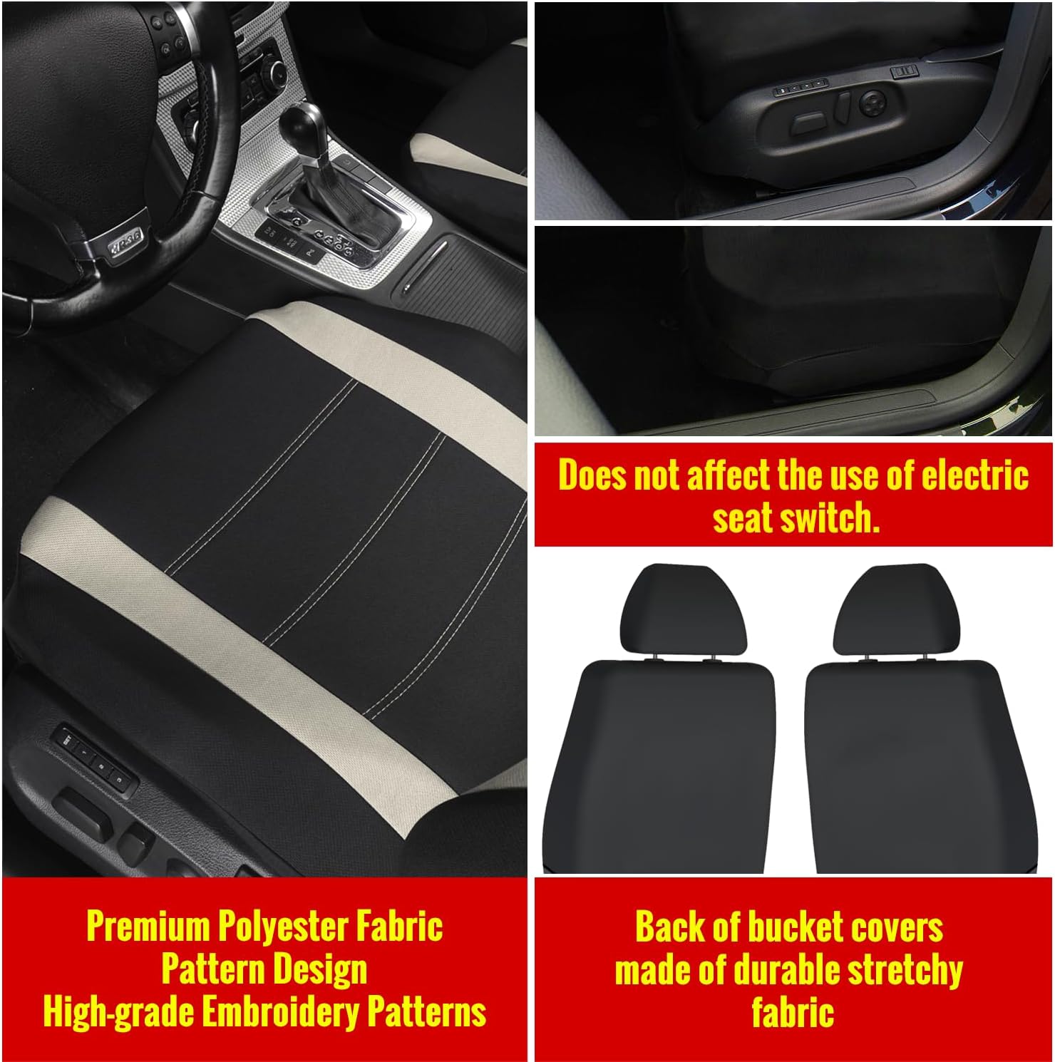 AUTOYOUTH Auto Car Front Seat Covers Bucket Seat Cover Automotive Universal Fit for Sedan Truck Trend Car Accessories - Beige