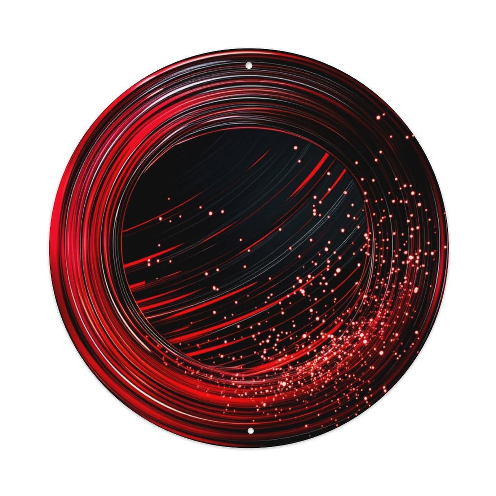 Red Circular Light Trails Pattern Vintage Round Tin Sign Retro Metal Wall Decor Metal Poster, Home Bar Garage Cafe Wall Art Decoration 8x8Inches